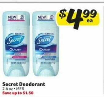 Harveys Supermarkets Secret Deodorant offer
