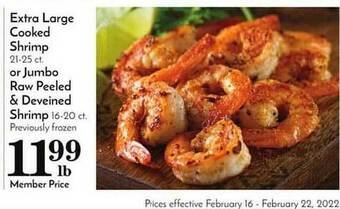 Pavilions Extra Large Cooked Shrimp Or Jumbo Raw Peeled & Deveined Shrimp offer