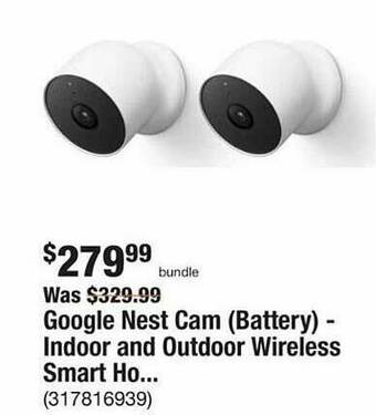 The Home Depot Google Nest Cam Battery - Indoor And Outdoor Wireless Smart Ho offer