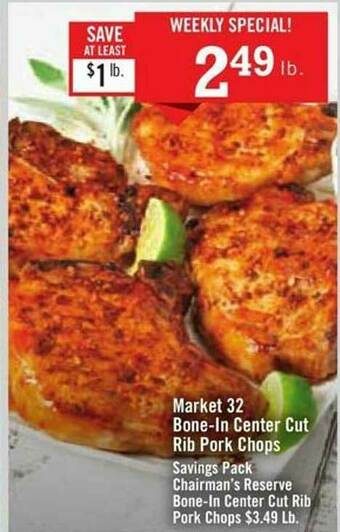 Price Chopper Market 32 Bone-in Center Cut Rib Pork Chops offer