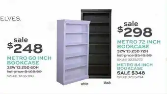 Metro 60 Inch Bookcase Metro 72 Inch Bookcase Metro 84 Inch Bookcase