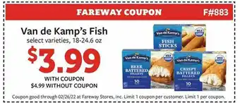 Fareway Van De Kamp's Fish Select Varieties offer