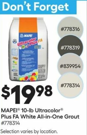 Lowe's MAPEI 10-LB Ultracolor Plus FA White All-in-One Grout offer