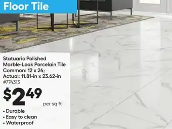 Lowe's Statuario Polished Marble-Look Porcelain Tile offer