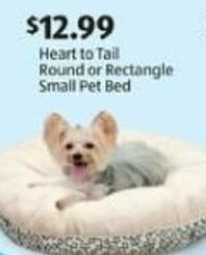 Aldi Heart To Tail Round Or Rectangle Small Pet Bed offer