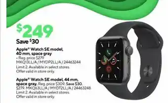Staples Apple Watch Se Model Space Gray 40 Or 44 Mm offer