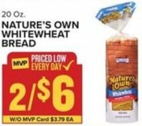 Food Lion Nature's Own Whitewheat Bread offer