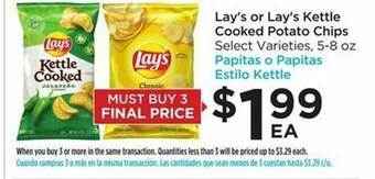 Food 4 Less Lay's Or Lay's Kettle Cooked Potato Chips Select Varieties offer
