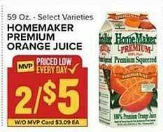 Food Lion Homemaker Premium Orange Juice offer
