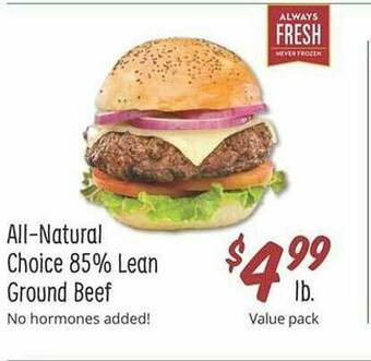 Sprouts Farmers Market All-natural Choice 85% Lean Ground Beef offer