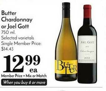 Pavilions Butter Chardonnay Or Joel Gott offer