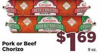 Food Town Store Pork Or Beef Chorizo offer