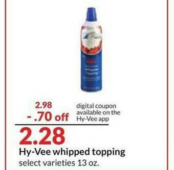 Hy-Vee Hy-Vee Whipped Topping offer