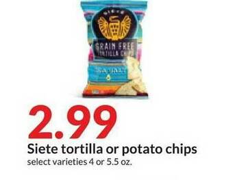Hy-Vee Siete Tortilla Or Potato Chips offer