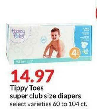 Hy-Vee Tippy Toes Super Club Size Diapers offer