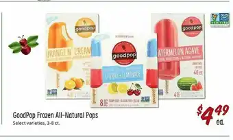Sprouts Farmers Market Goodpop Frozen All Natural Pops offer