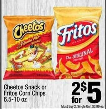Super King Markets Cheetos Snack Or Fritos Corn Chips offer