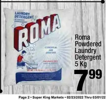 Super King Markets Roma Powdered Laundry Detergent offer