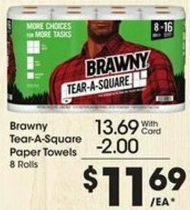 Kroger Brawny Tear-A-Square Paper Towels offer