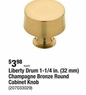 The Home Depot Liberty Drum 1-1 4 In. 32 Mm Champagne Bronze Round Cabinet Knob offer