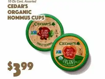 The Food Emporium Cedars Organic Hommus Cups offer