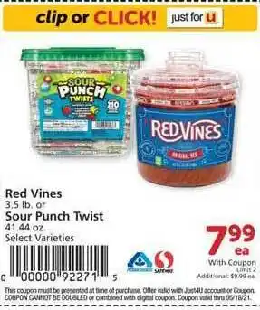 Albertsons Red Vines Or Sour Punch Twist offer