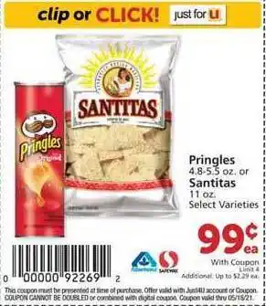 Albertsons Pringles Or Santitas offer