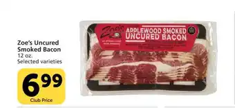 Vons Zoe's Uncured Smoked Bacon offer