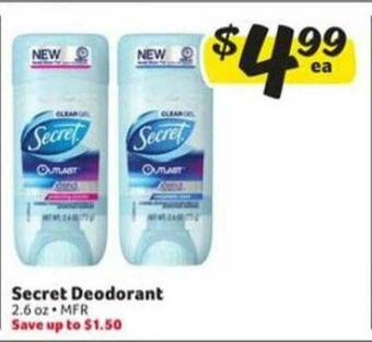 Winn Dixie Secret Deodorant offer