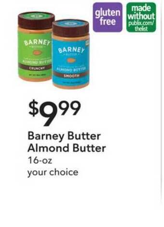 Publix Barney Butter Almond Butter offer