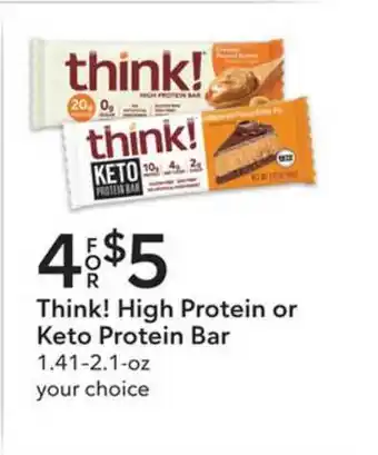 Publix Think! High Protein Or Keto Protein Bar offer