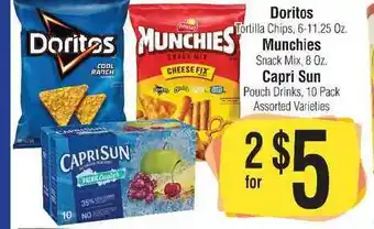 Doritos Tortilla Chips, Munchies Snack Mix, Capri Sun Pouch Drinks, 10 Pack