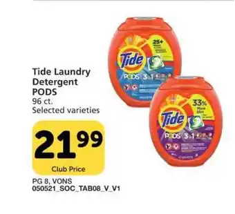 Vons Tide Laundry Detergent PODS offer