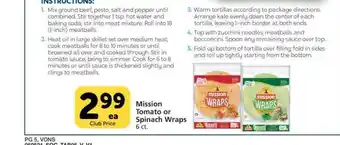 Vons Mission Tomato Or Spinach Wraps offer