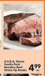 Fairplay U.s.d.a. Choice Family Pack Boneless Beef Sirloin Tip Steaks offer