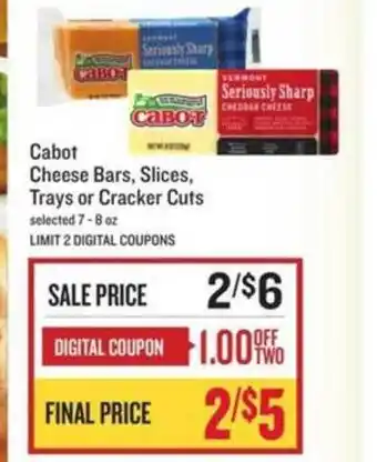 Lowes Foods Cabot Cheese Bars, Slices, Trays Or Crackers Cuts offer