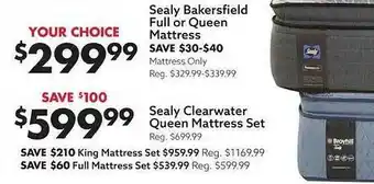 Big Lots Sealy Bakersfield Full Or Queen Mattress Or Sealy Clearwater Queen Mattress Set offer