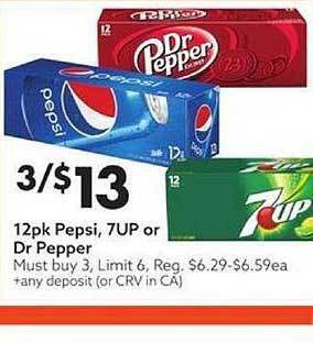 Big Lots 12pk Pepsi, 7up Or Dr Pepper offer