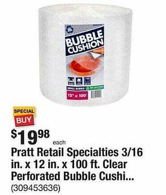 The Home Depot Pratt Retail Specialties 3 16 In. X 12 In. X 100 Ft. Clear Perforated Bubble Cushi... offer