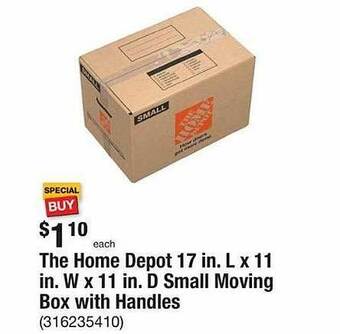 The Home Depot The Home Depot 17 In. L X 11 In. W X 11 In. D Small Moving Box With Handles offer