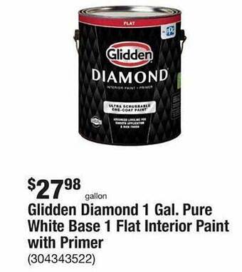 The Home Depot Glidden Diamond 1 Gal. Pure White Base 1 Flat Interior Paint With Primer offer
