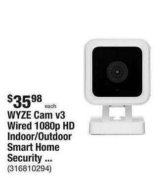 The Home Depot Wyze Cam V3 Wired 1080p Hd Indoor Outdoor Smart Home Security ... offer