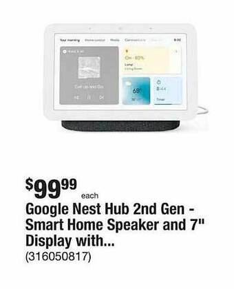 The Home Depot Google Nest Hub 2nd Gen Smart Home Speaker And 7 offer