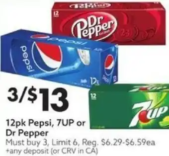 Big Lots 12pk Pepsi, 7UP or Dr Pepper offer