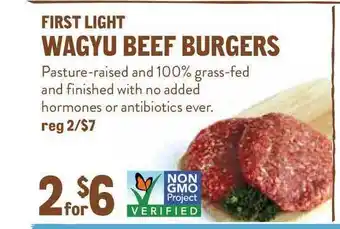 New Seasons Market First Light Wagyu Beef Burgers offer