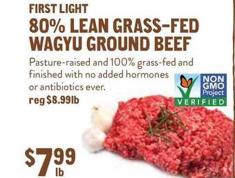New Seasons Market First Light 80% Lean Grass -Fed Wagyu Ground Beef offer