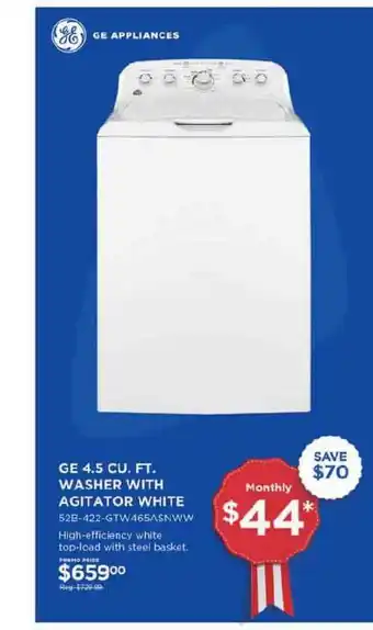 Curacao GE 4.5 Cu. Ft. Washer With Agitator White offer
