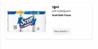 Walgreens Scott Bath Tissue offer