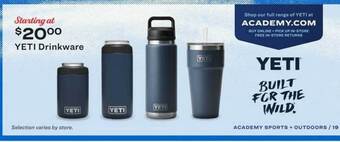 Academy Yeti Drinkware offer