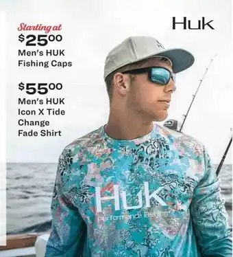 Academy Men's Kuh Fishing Caps Men's Huk Icon X Tide Change Fade Shirt offer